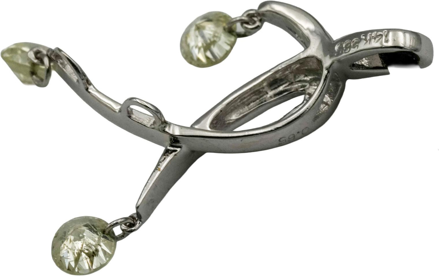 14k White Gold Round Diamond Dangle Pendant Necklace 0.65CT
