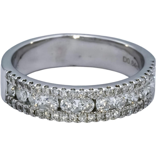 14k White Gold Round Diamond Band Ring 0.84CT Size 8