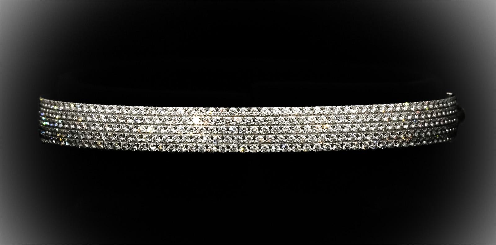 TIFFANY & CO. 18k White Gold VS Diamond Metro 5-Row Bangle Bracelet 3.0CT $37500