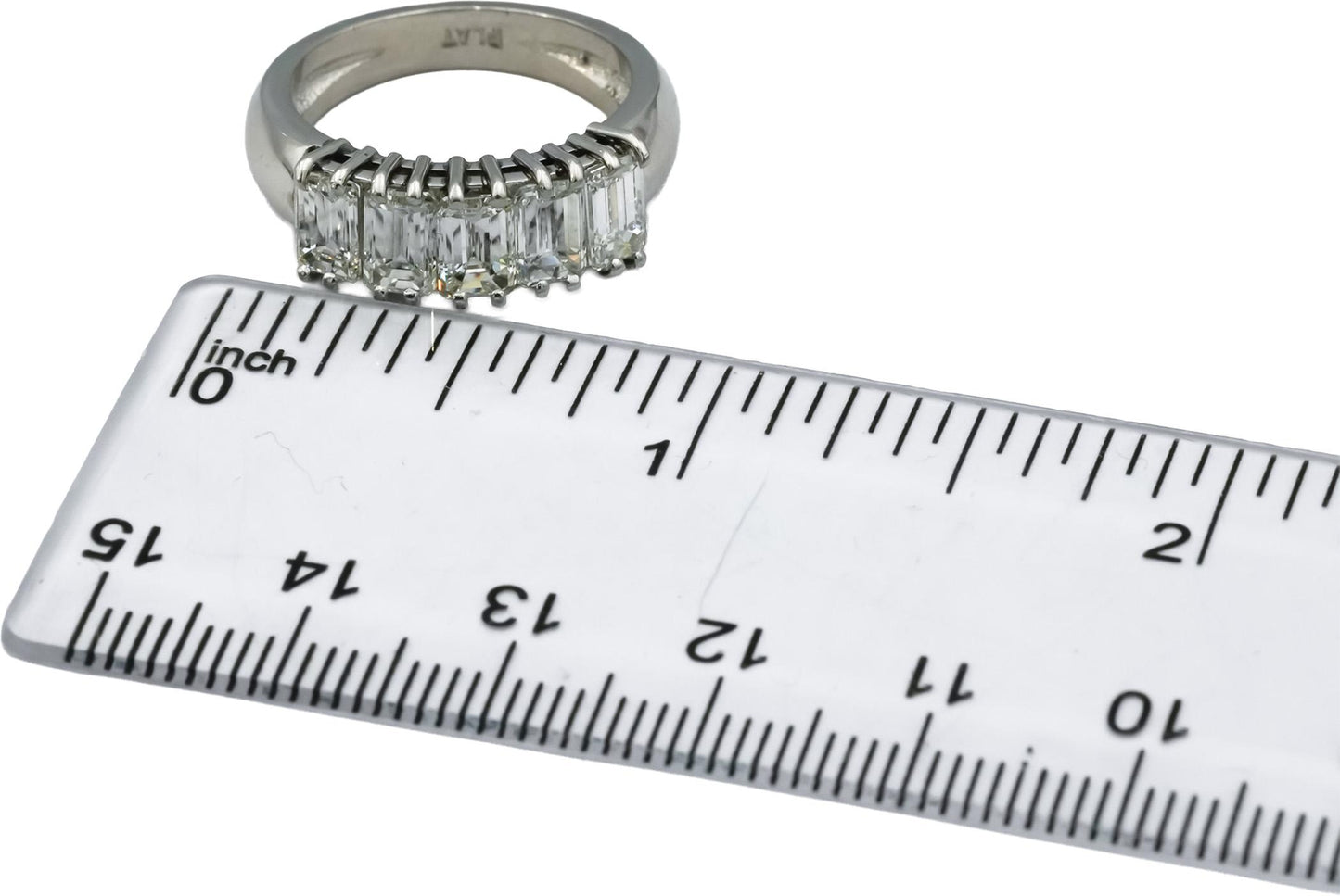 Platinum VS Emerald Cut Diamond Band Ring 2.50CT Size 6.5