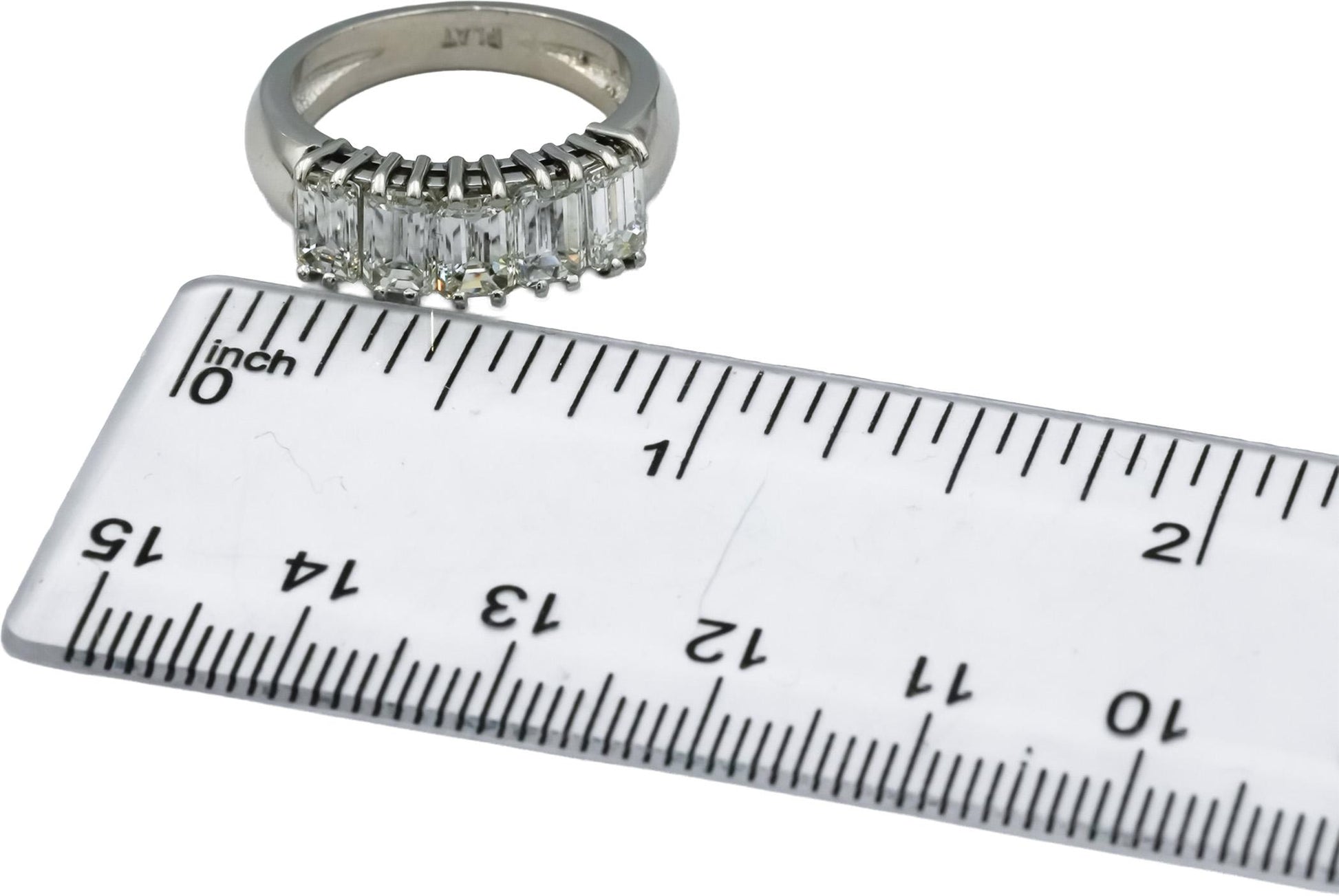 Platinum VS Emerald Cut Diamond Band Ring 2.50CT Size 6.5