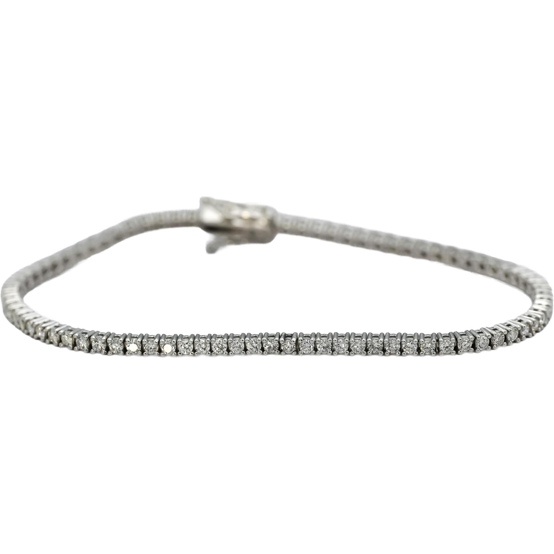 14k White Gold Round Diamond Tennis Bracelet 2.10CT