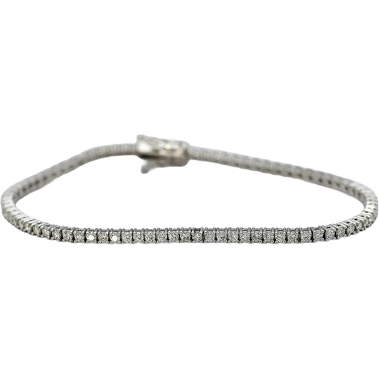14k White Gold Round Diamond Tennis Bracelet 2.10CT