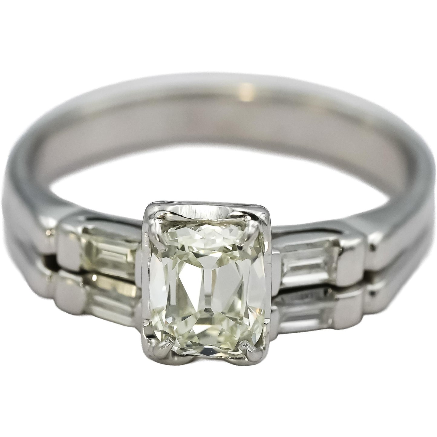 GIA 14k White Gold VS1/K Old Mine Diamond Engagement Ring 1.20CT w/ 1.0CT Center