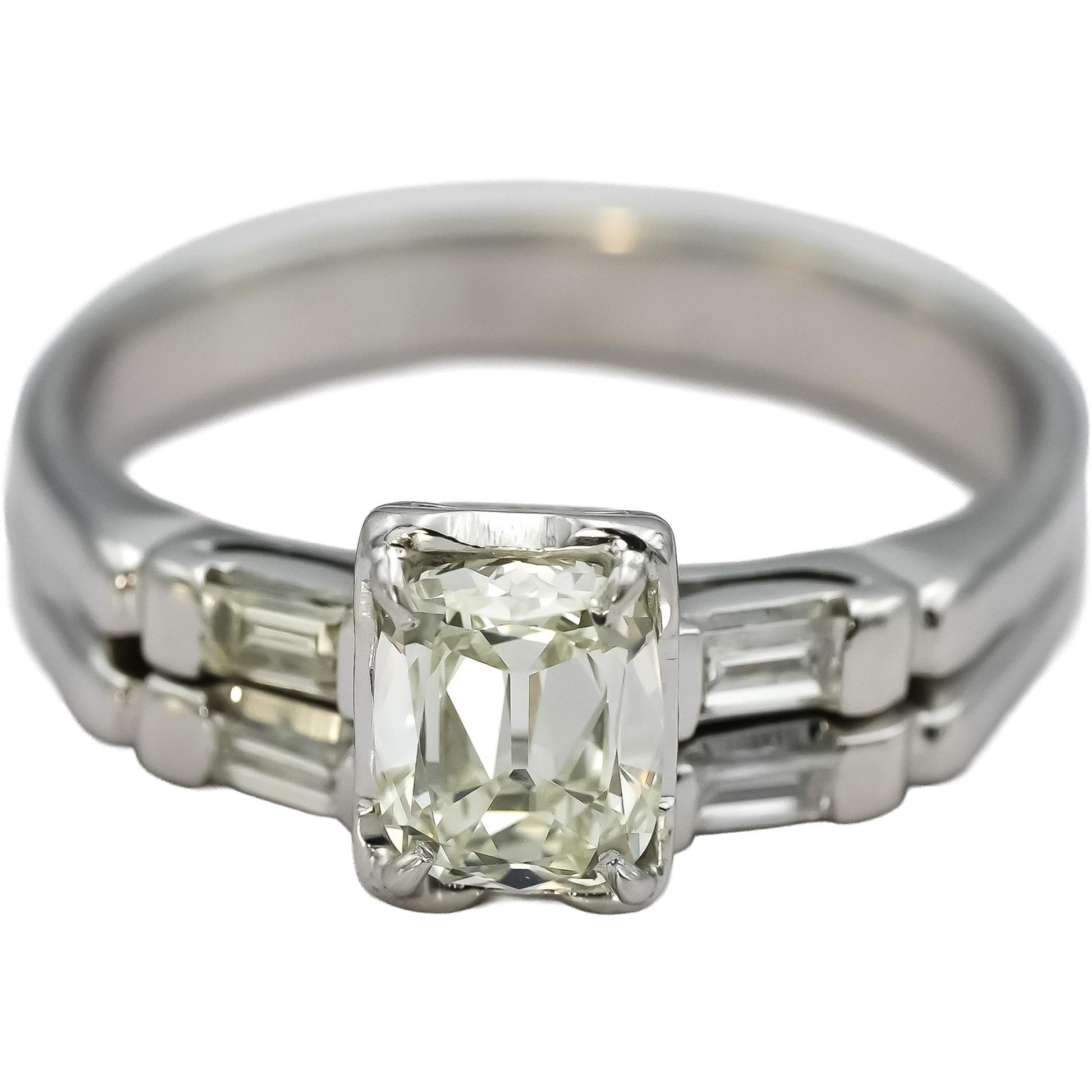 GIA 14k White Gold VS1/K Old Mine Diamond Engagement Ring 1.20CT w/ 1.0CT Center