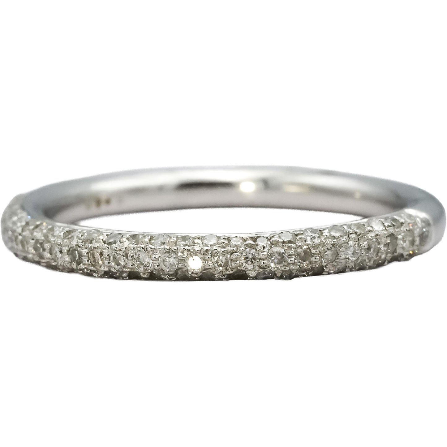14k White Gold Round Diamond Pave Band Ring 0.40CT Size 7.25