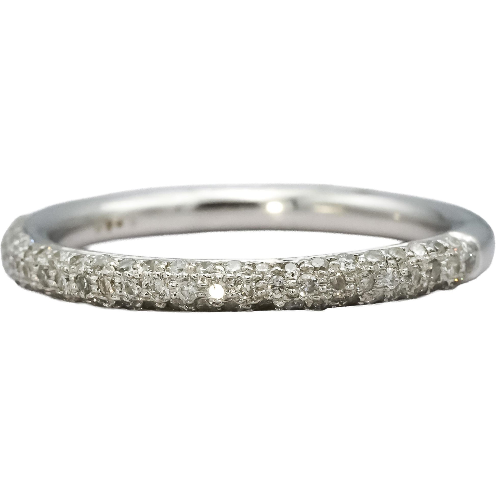 14k White Gold Round Diamond Pave Band Ring 0.40CT Size 7.25