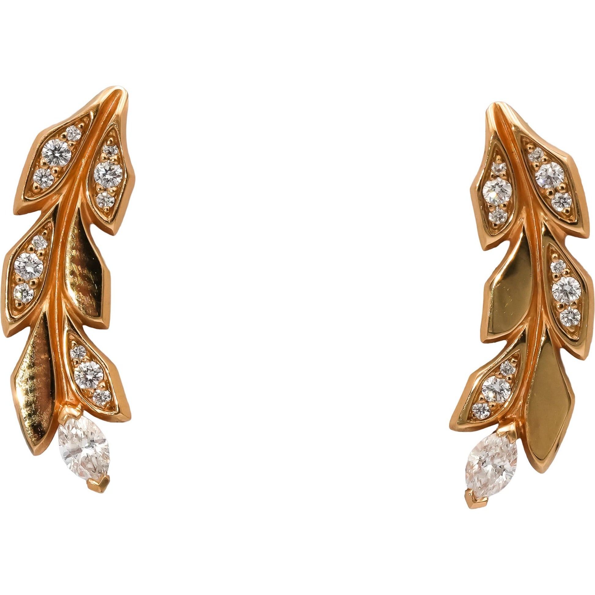 TIFFANY & CO. 18k Rose Gold Diamond Vine Climber Earrings .33CT 6400 Retail