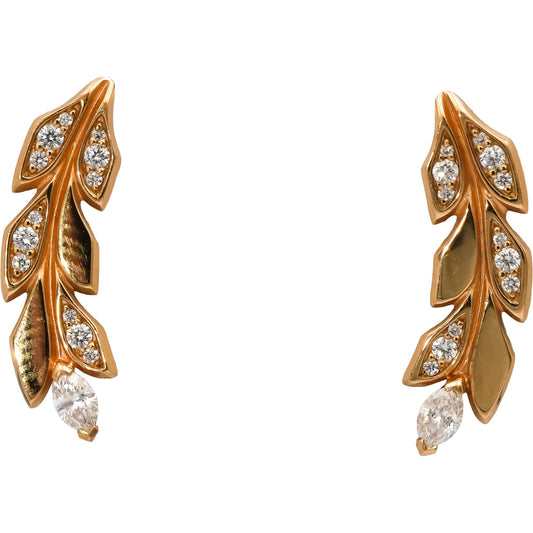 TIFFANY & CO. 18k Rose Gold Diamond Vine Climber Earrings .33CT 6400 Retail