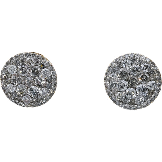 14k Yellow Gold Round Diamond Cluster Screw Back Stud Earrings 3.0CT