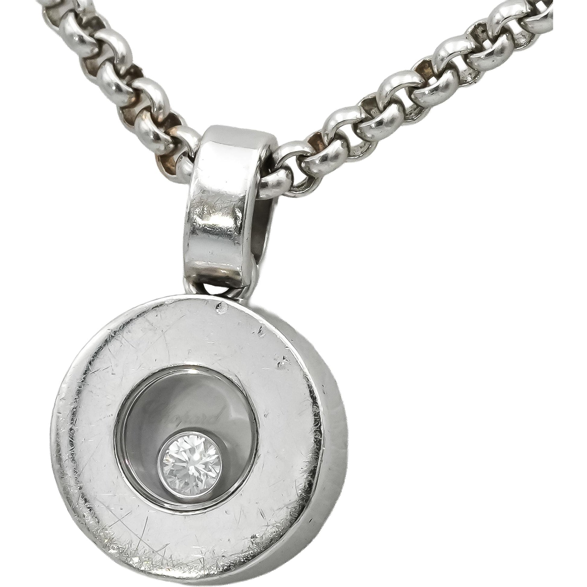 CHOPARD 18k White Gold Happy Spirit Floating Diamond Pendant Necklace