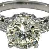 10k White Gold Round Diamond Engagement Ring 3.74CT w/ 3.26CT Center Size 6.75
