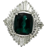 Platinum Tourmaline & VS Diamond Cocktail Ring 3.31CT Size 8
