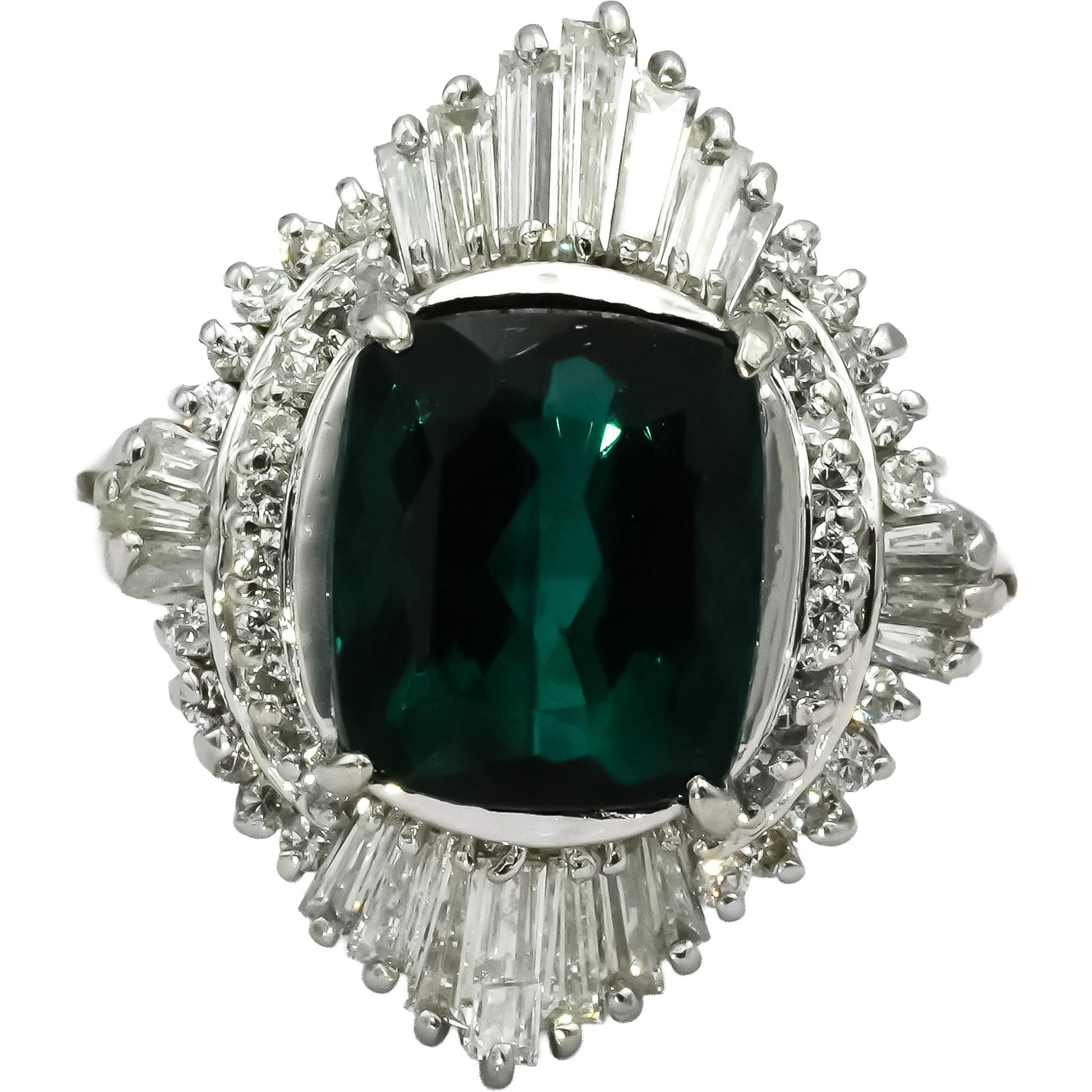 Platinum Tourmaline & VS Diamond Cocktail Ring 3.31CT Size 8