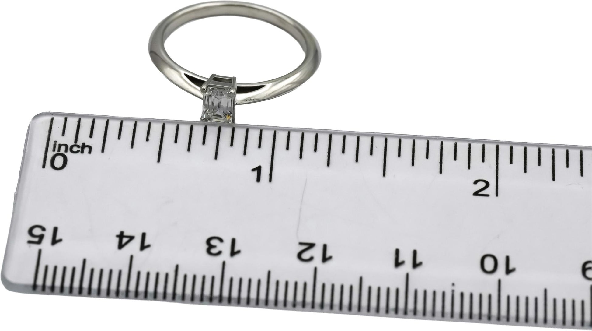 TIFFANY & CO. Platinum Emerald Cut VS Diamond Solitaire Ring 0.35CT Size 5.75