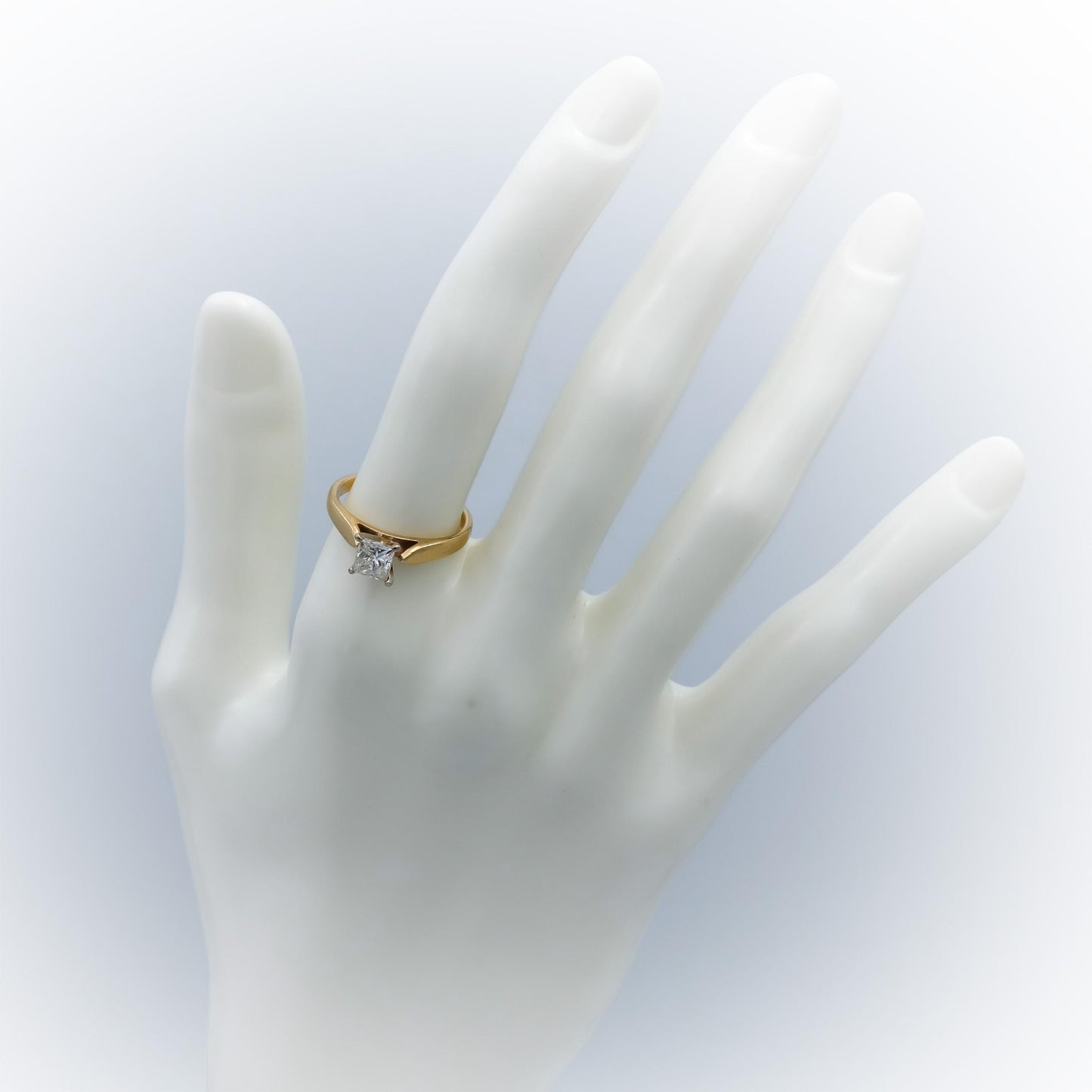 14k Yellow Gold Princess Cut Diamond Solitaire Ring 0.95CT Size 6.5