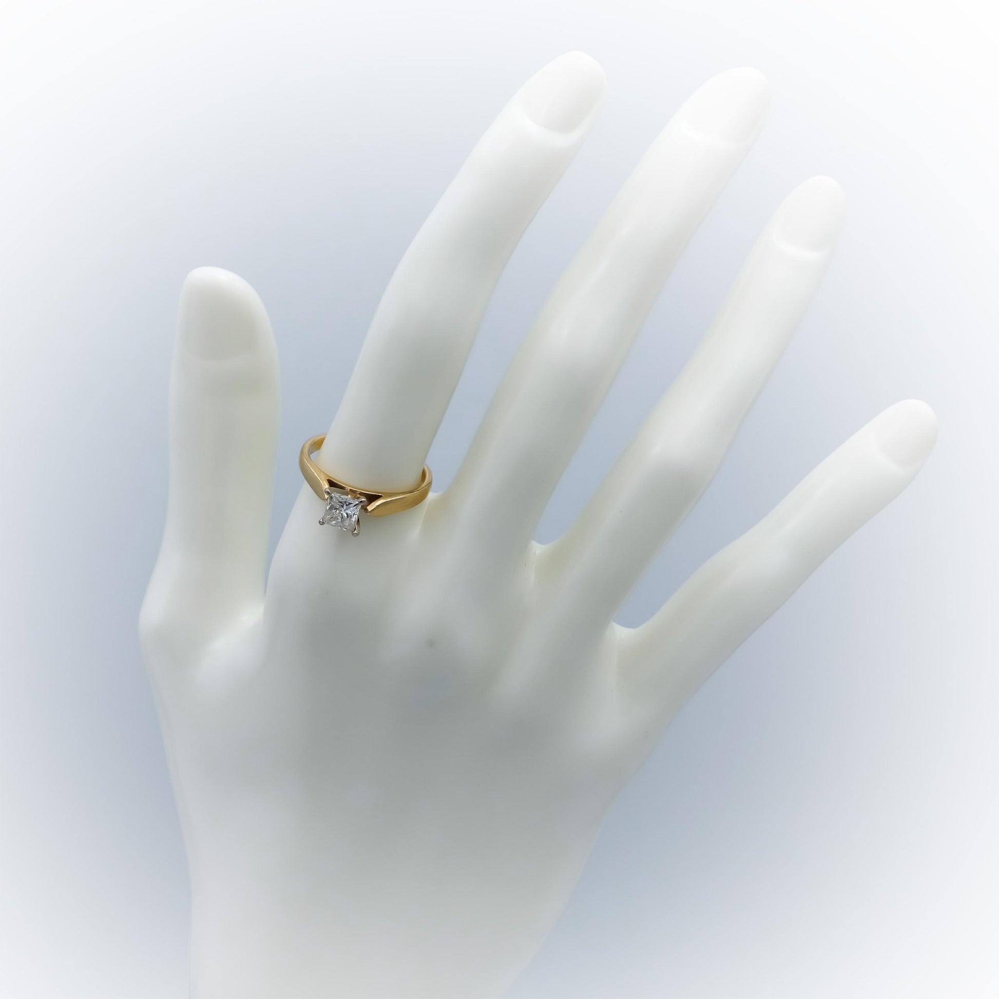 14k Yellow Gold Princess Cut Diamond Solitaire Ring 0.95CT Size 6.5
