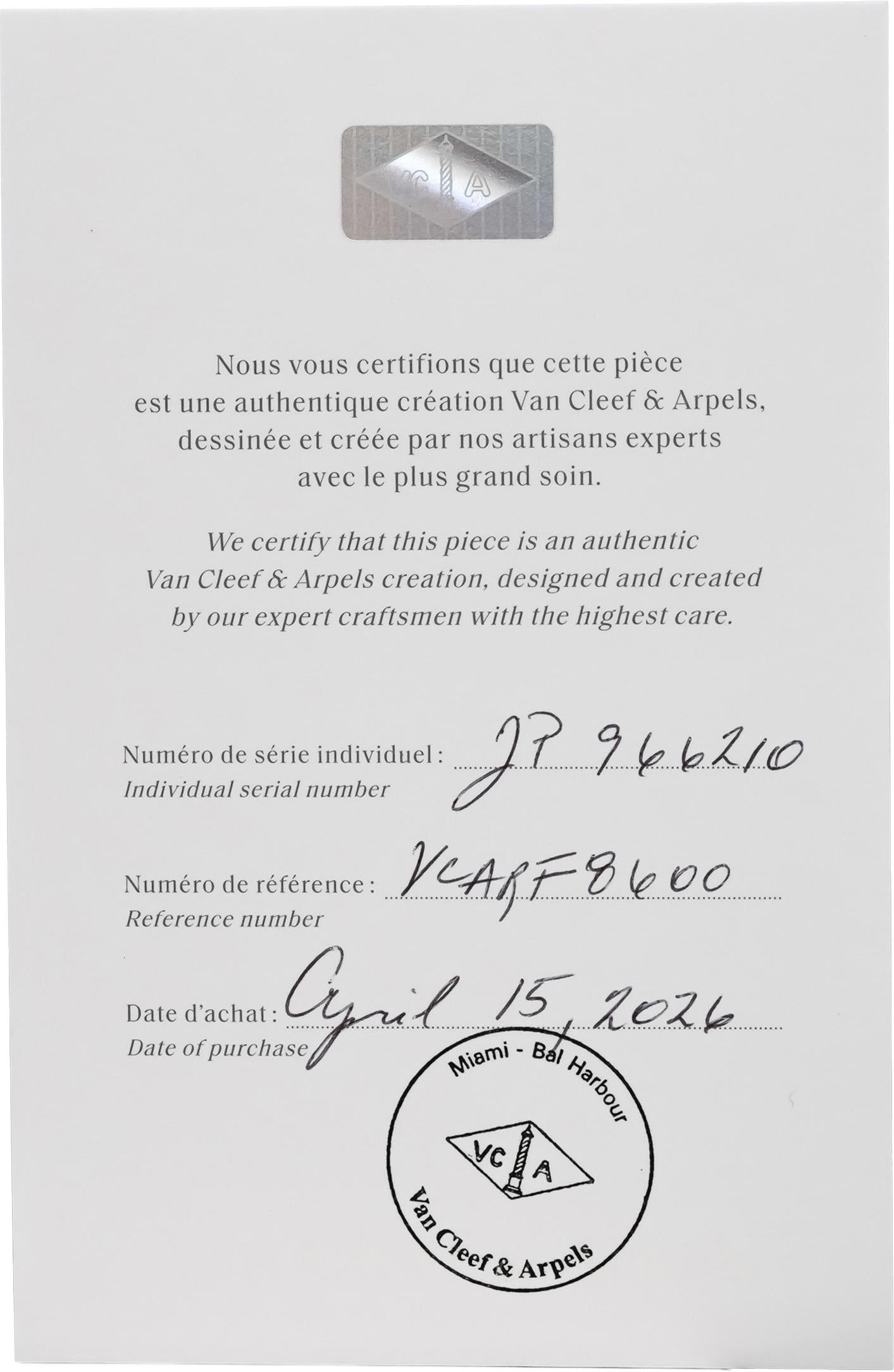 VAN CLEEF & ARPELS 18k White Gold Alhambra Mother of Pearl Earrings w Box Papers