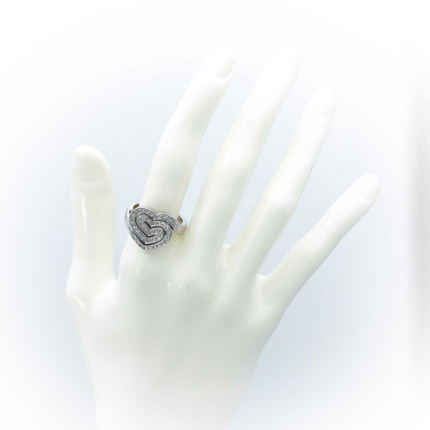 14k White Gold Round Diamond Abstract Heart Ring 0.50CT Size 8