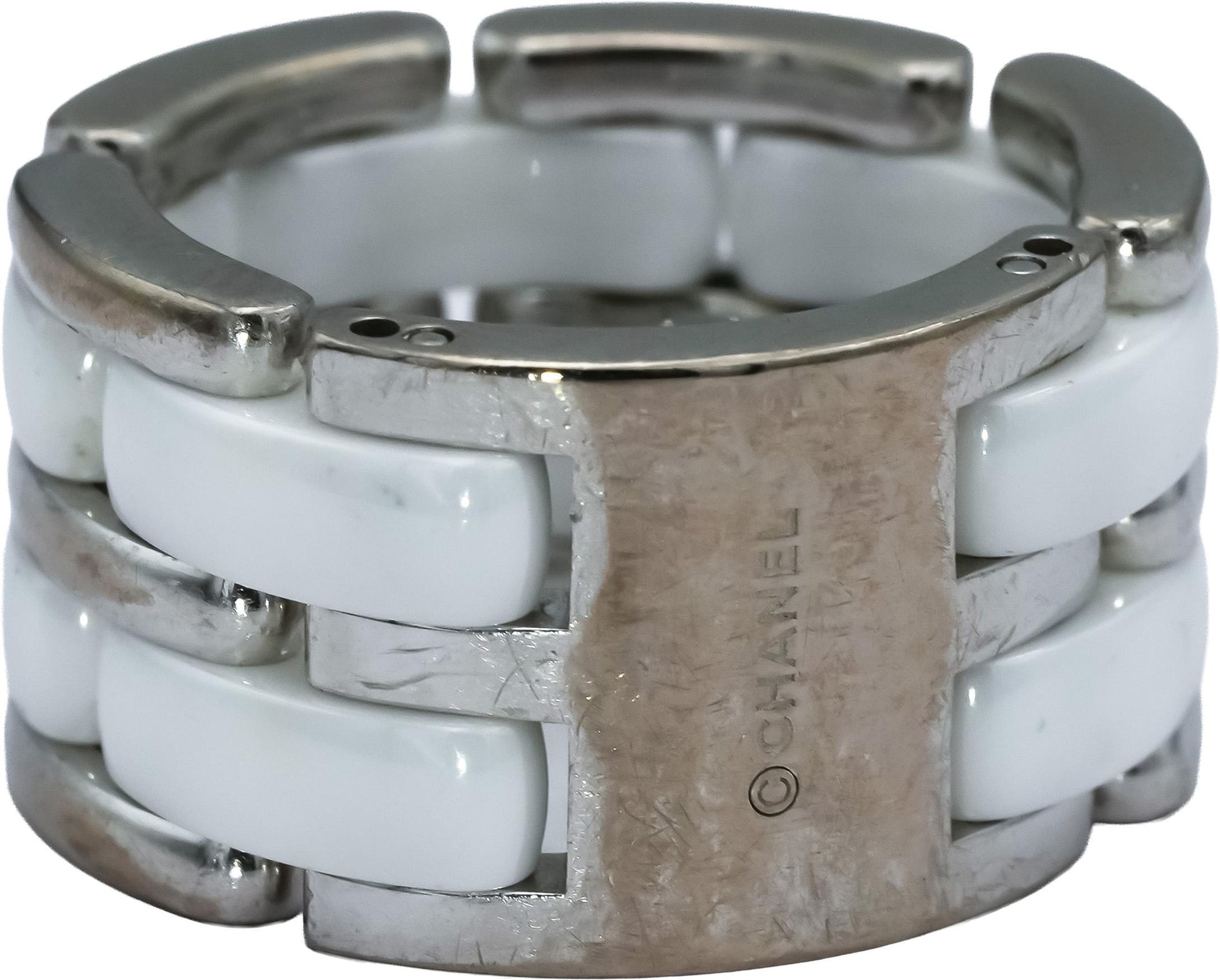 CHANEL 18k White Gold and Ceramic Ultra Ring Size 5.5 w/ Original Receipt