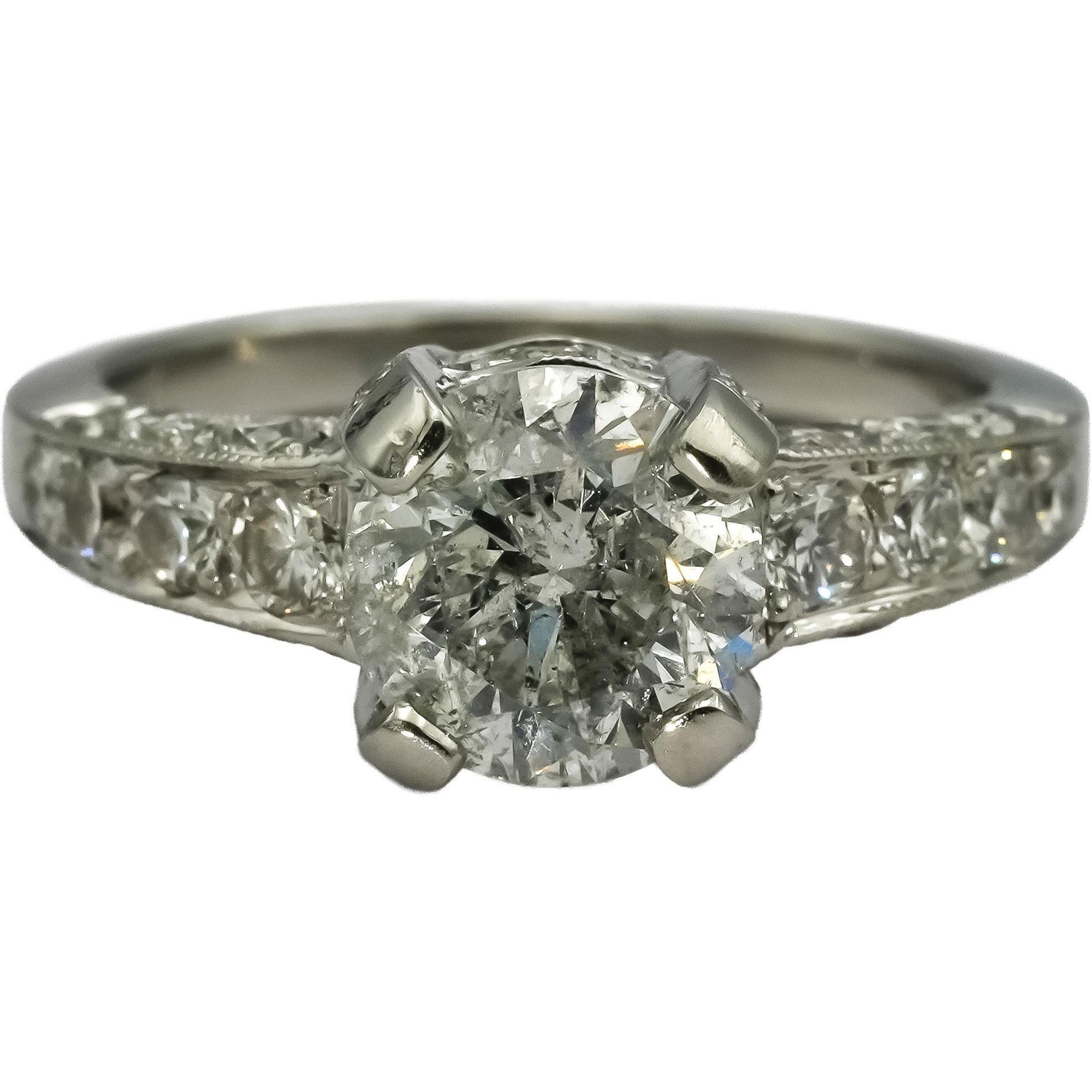 Platinum Round Diamond Engagement Ring 2.58CT w/ 2.08CT Center Size 6.5