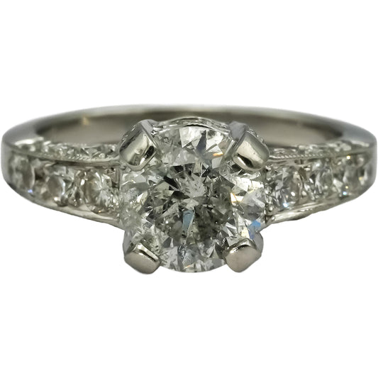 Platinum Round Diamond Engagement Ring 2.58CT w/ 2.08CT Center Size 6.5