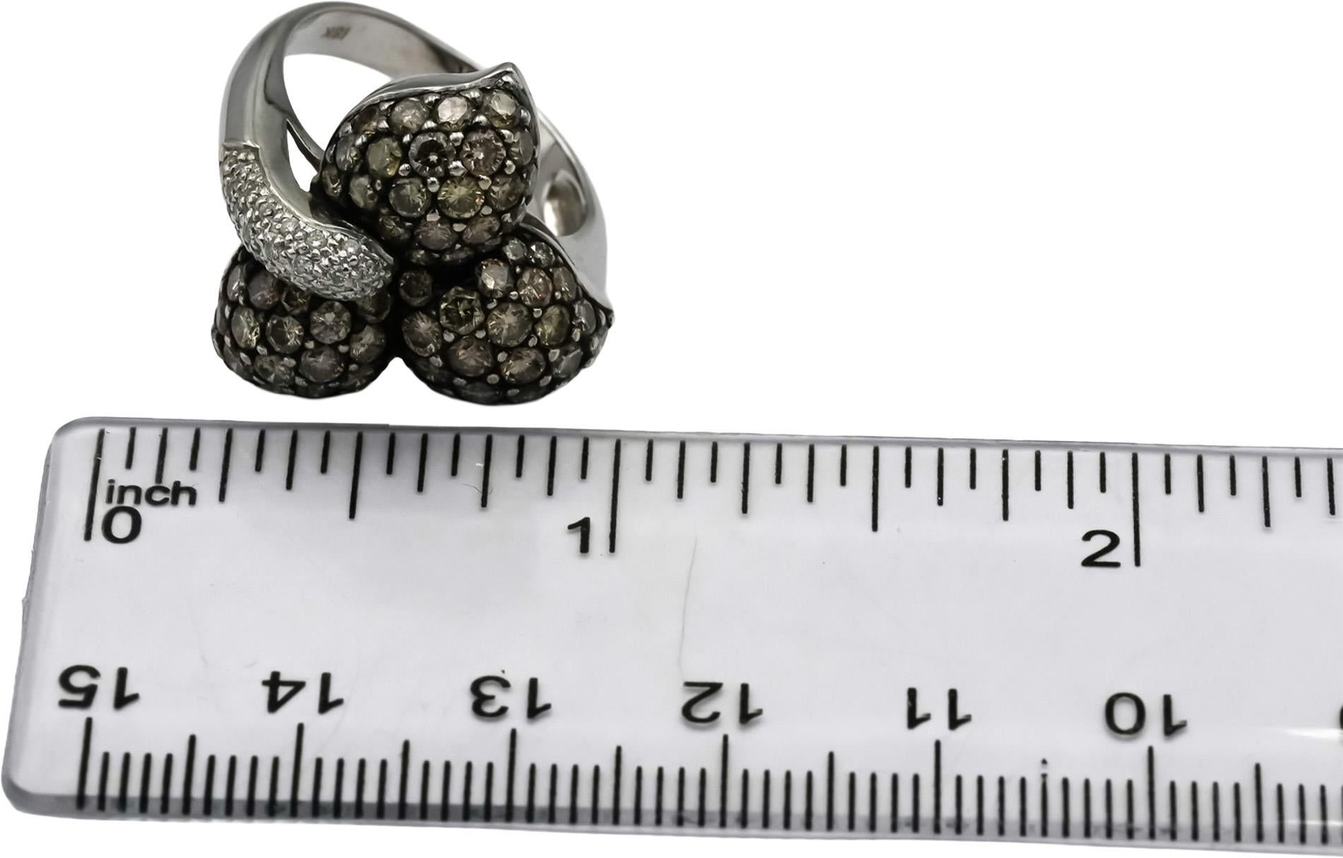 18k White Gold Round Diamond Cluster Floral Cocktail Ring 2.0CT Size 7