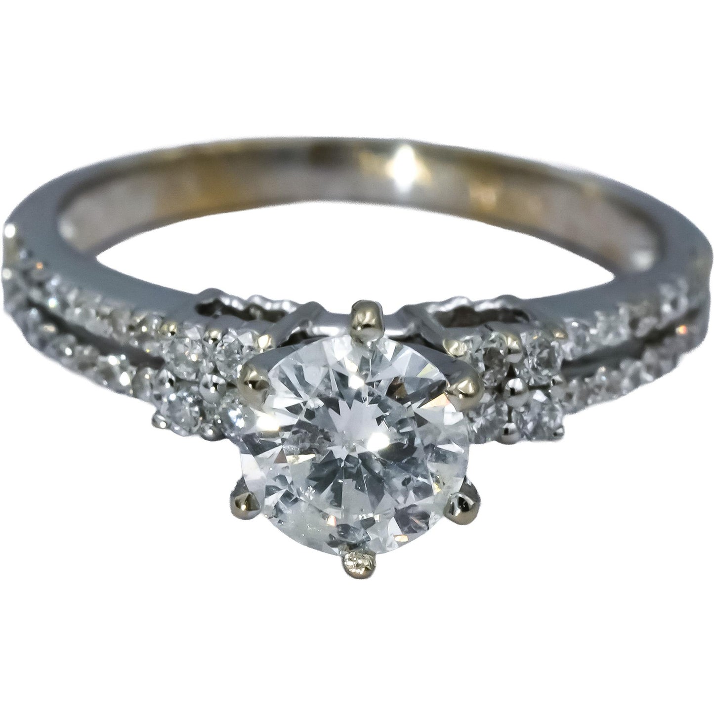 18k White Gold Round Diamond Engagement Ring 1.05CT w/ 0.80CT Center Size 5.5