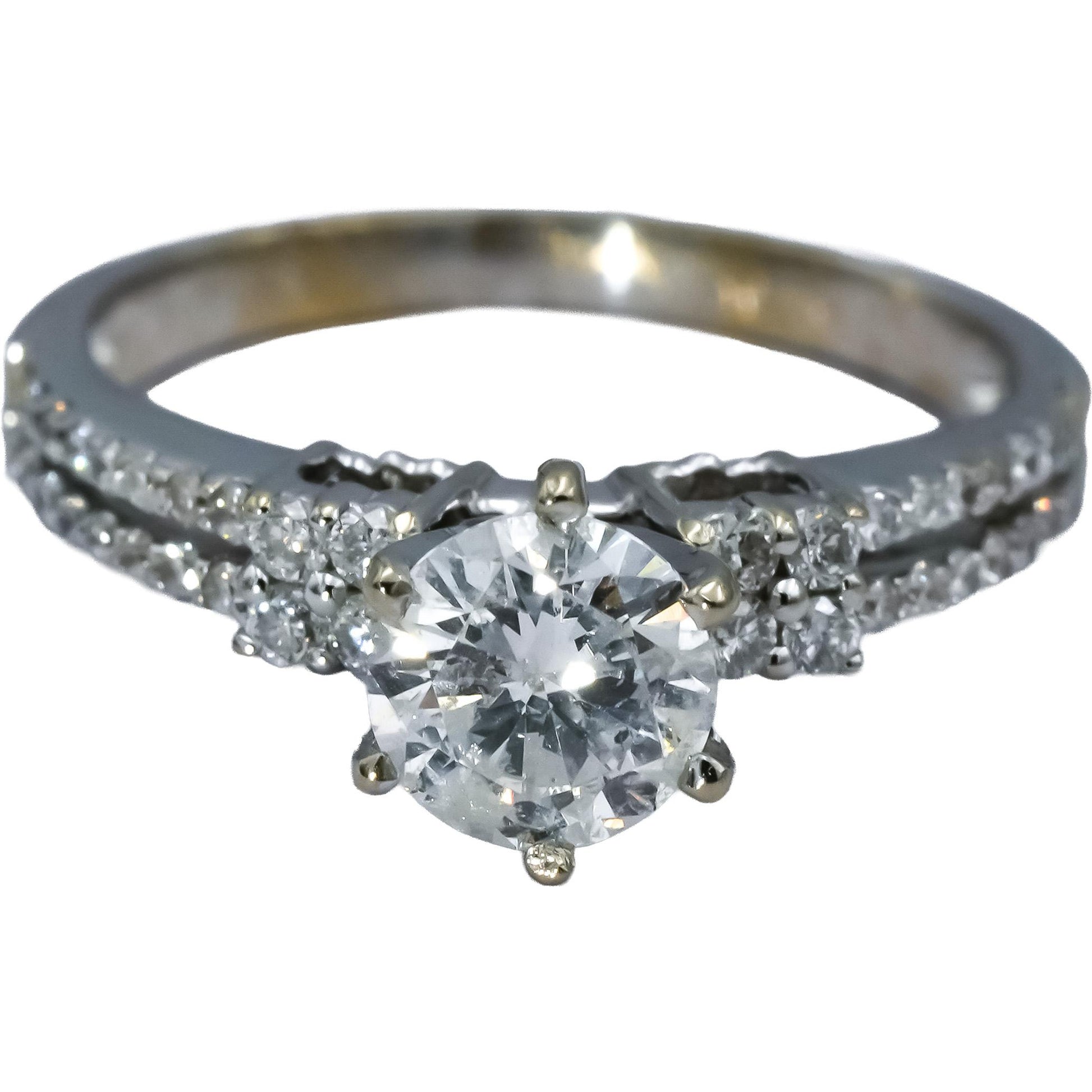 18k White Gold Round Diamond Engagement Ring 1.05CT w/ 0.80CT Center Size 5.5