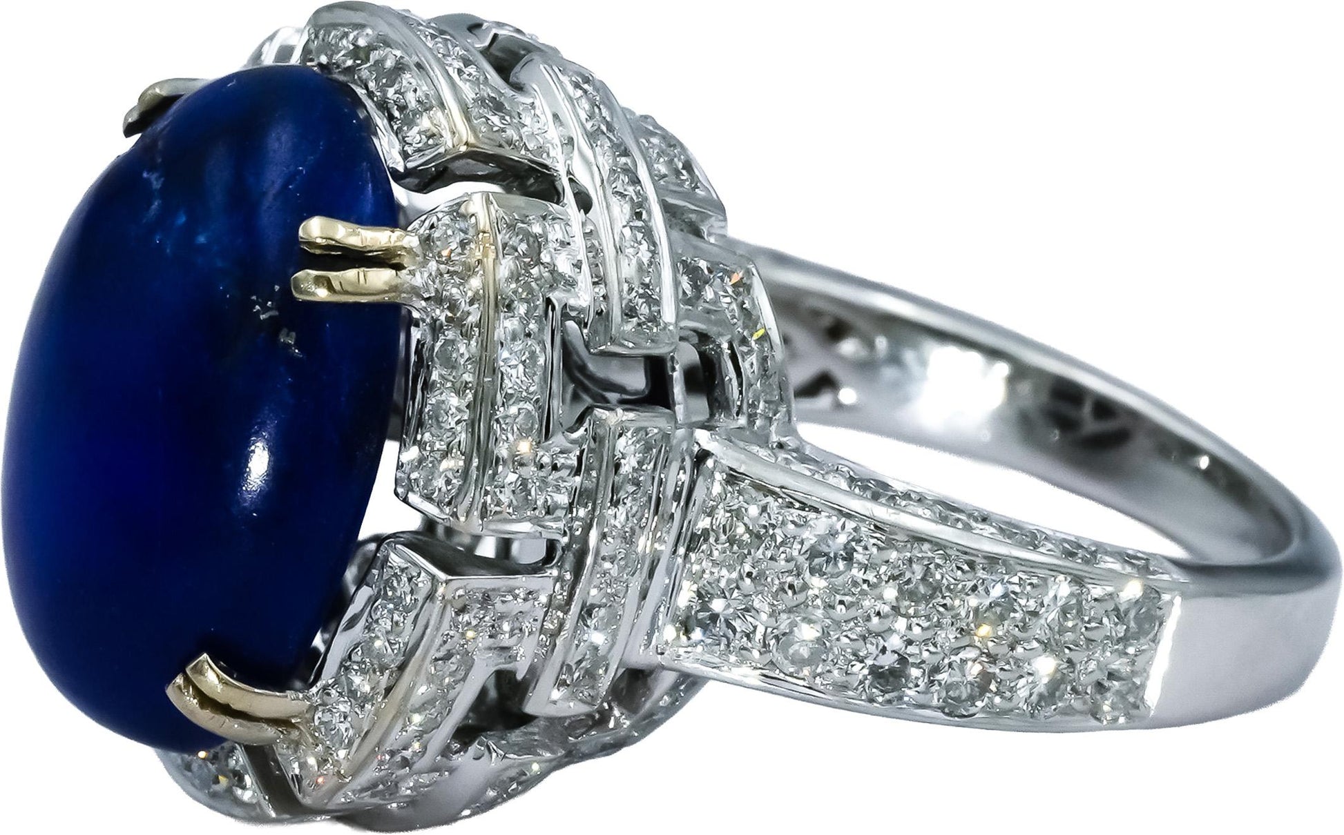 18k White Gold VS Diamond and Lapis Lazuli Cocktail Ring 8.55CT Size 6.75