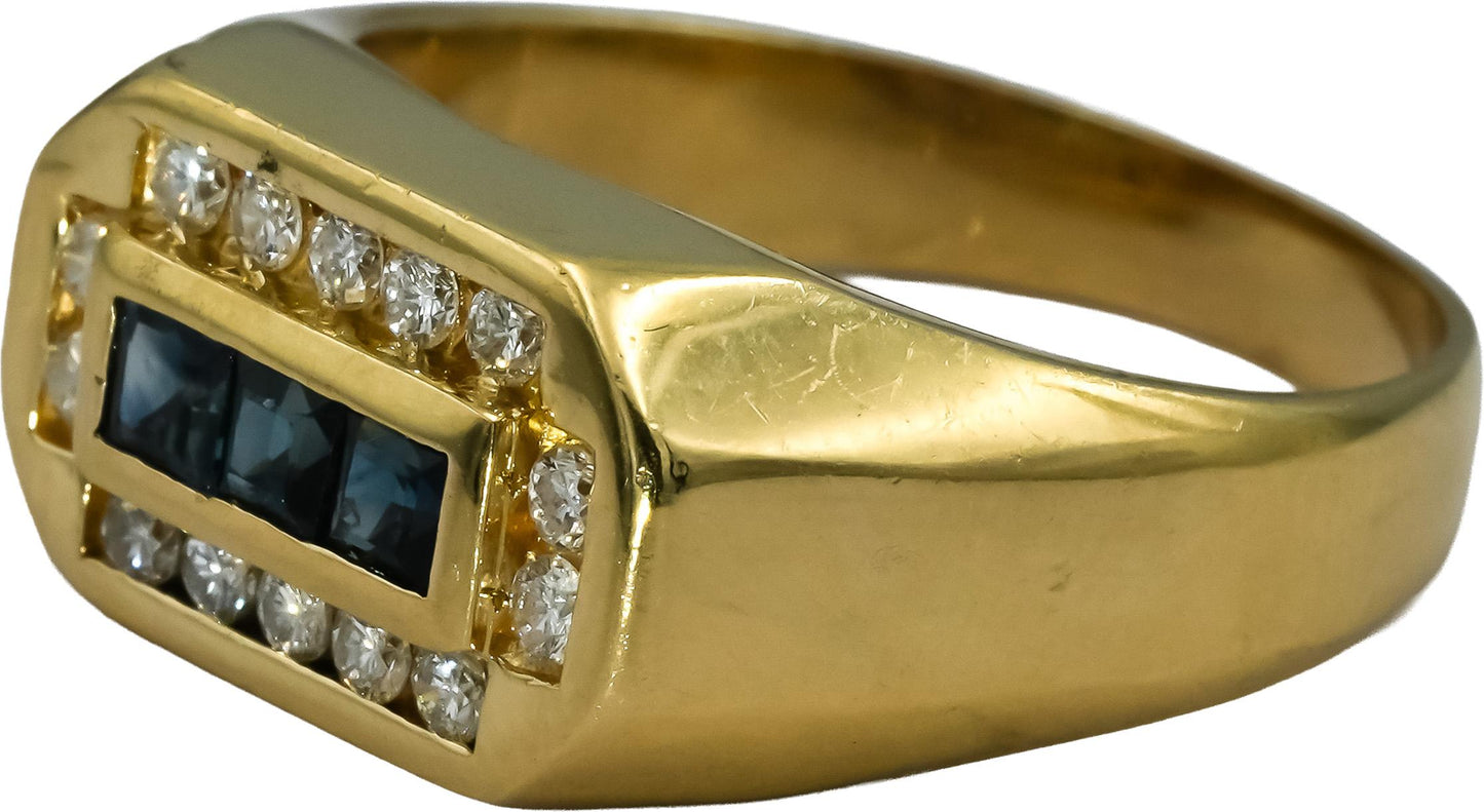14k Yellow Gold VS Diamond and Sapphire Men's Band Ring 0.70CT Size 9.5