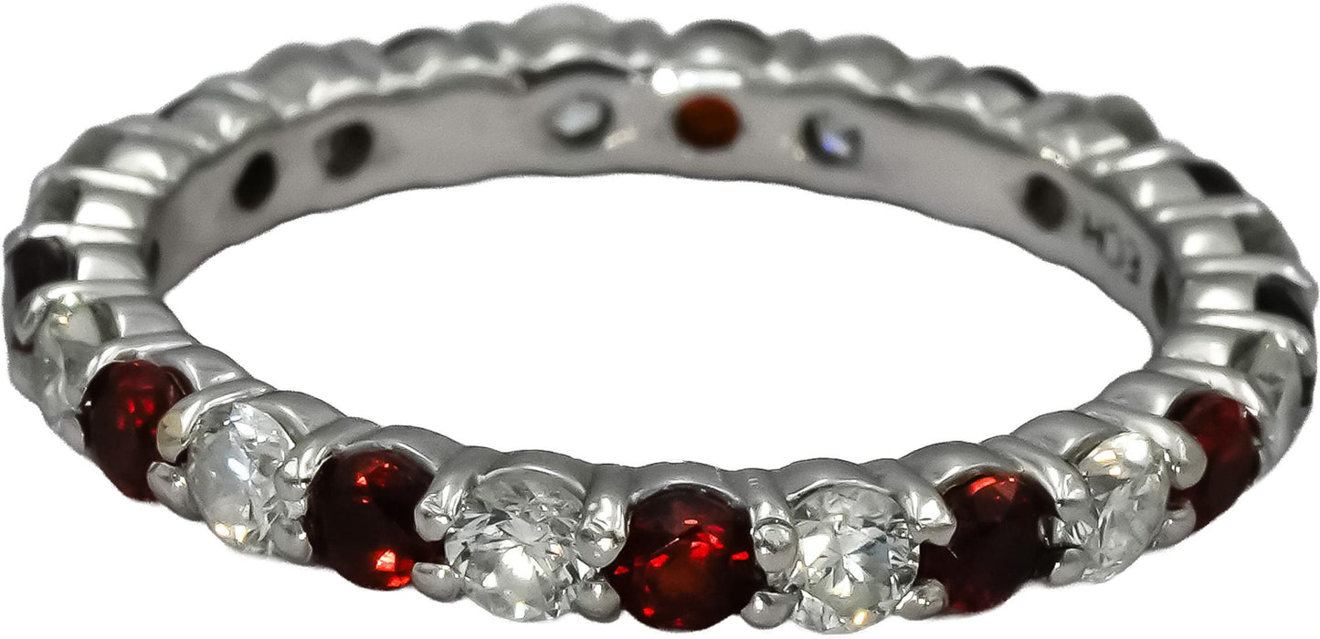 14k White Gold VS Diamond and Ruby Eternity Band Ring 1.45CT Size 6