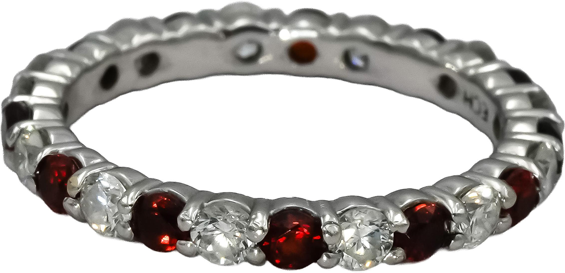 14k White Gold VS Diamond and Ruby Eternity Band Ring 1.45CT Size 6