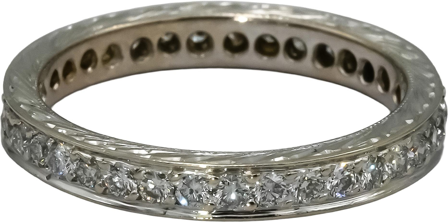 14k White Gold VS Diamond Filigree Eternity Band Ring 0.50CT Size 5