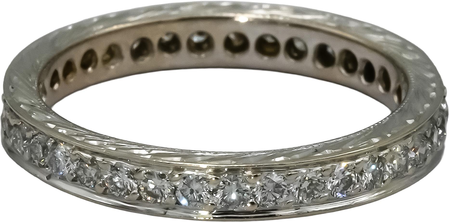14k White Gold VS Diamond Filigree Eternity Band Ring 0.50CT Size 5