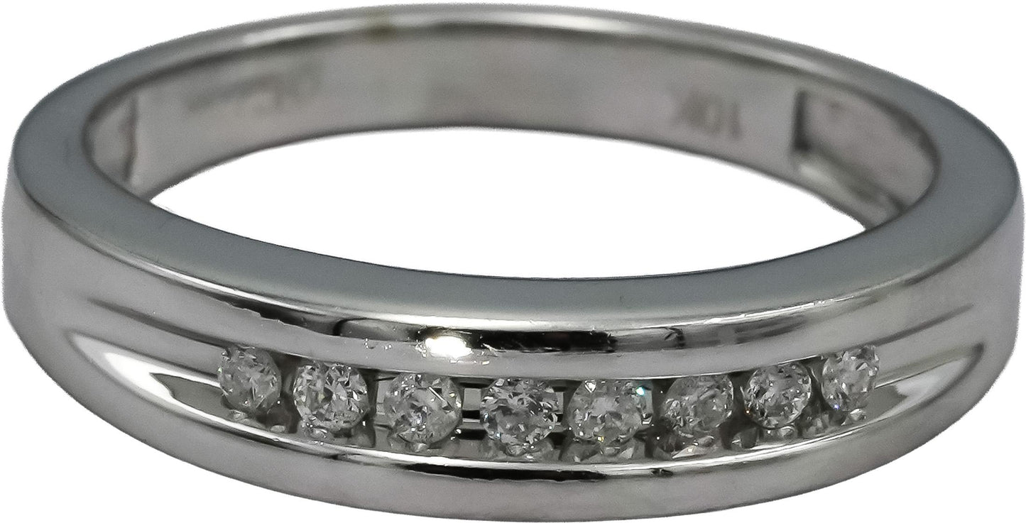 10k White Gold Round Channel Set Diamond Band Ring 0.15CT Size 7.25