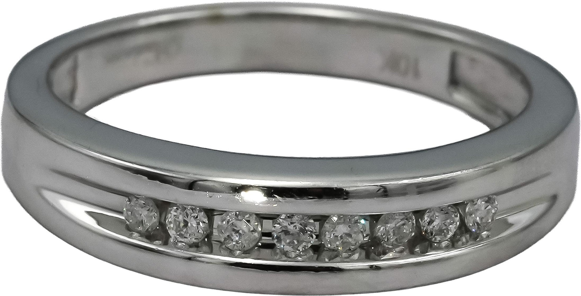 10k White Gold Round Channel Set Diamond Band Ring 0.15CT Size 7.25