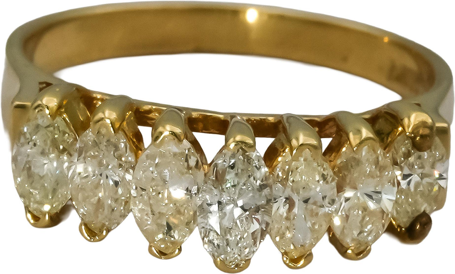14k Yellow Gold Marquise Cut Diamond Band Ring 0.75CT Size 5.5