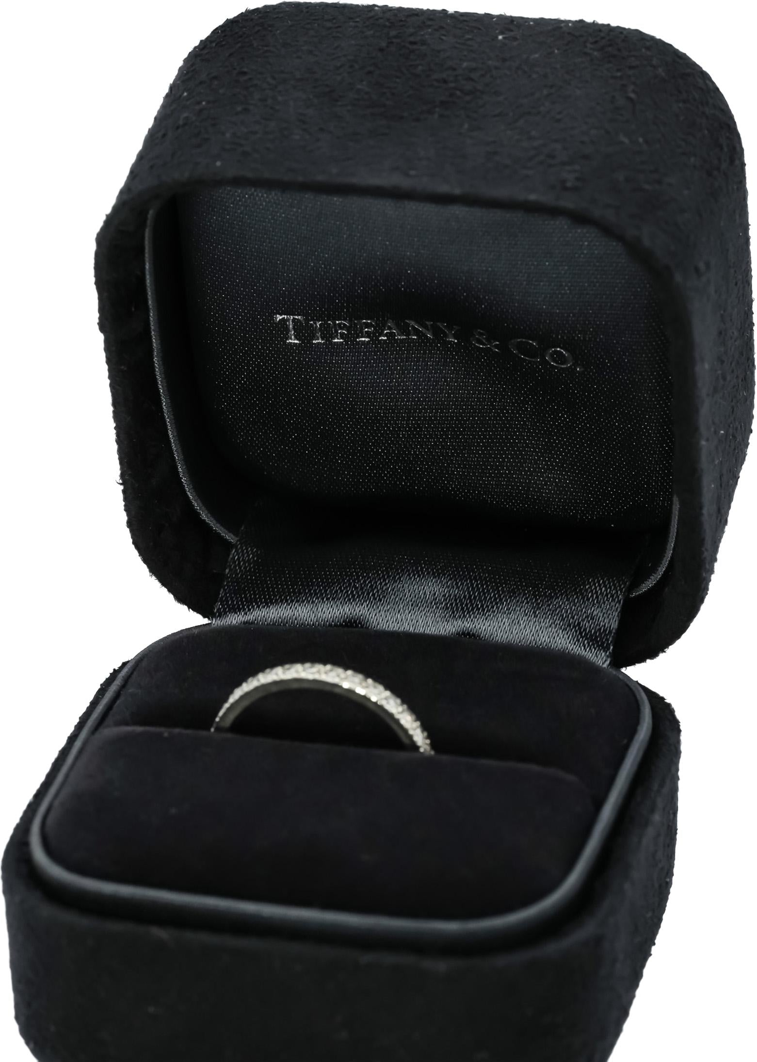 TIFFANY & CO. 950 Platinum VS Diamond Novo Band Ring 0.16CT Size 5.5 w/ Box