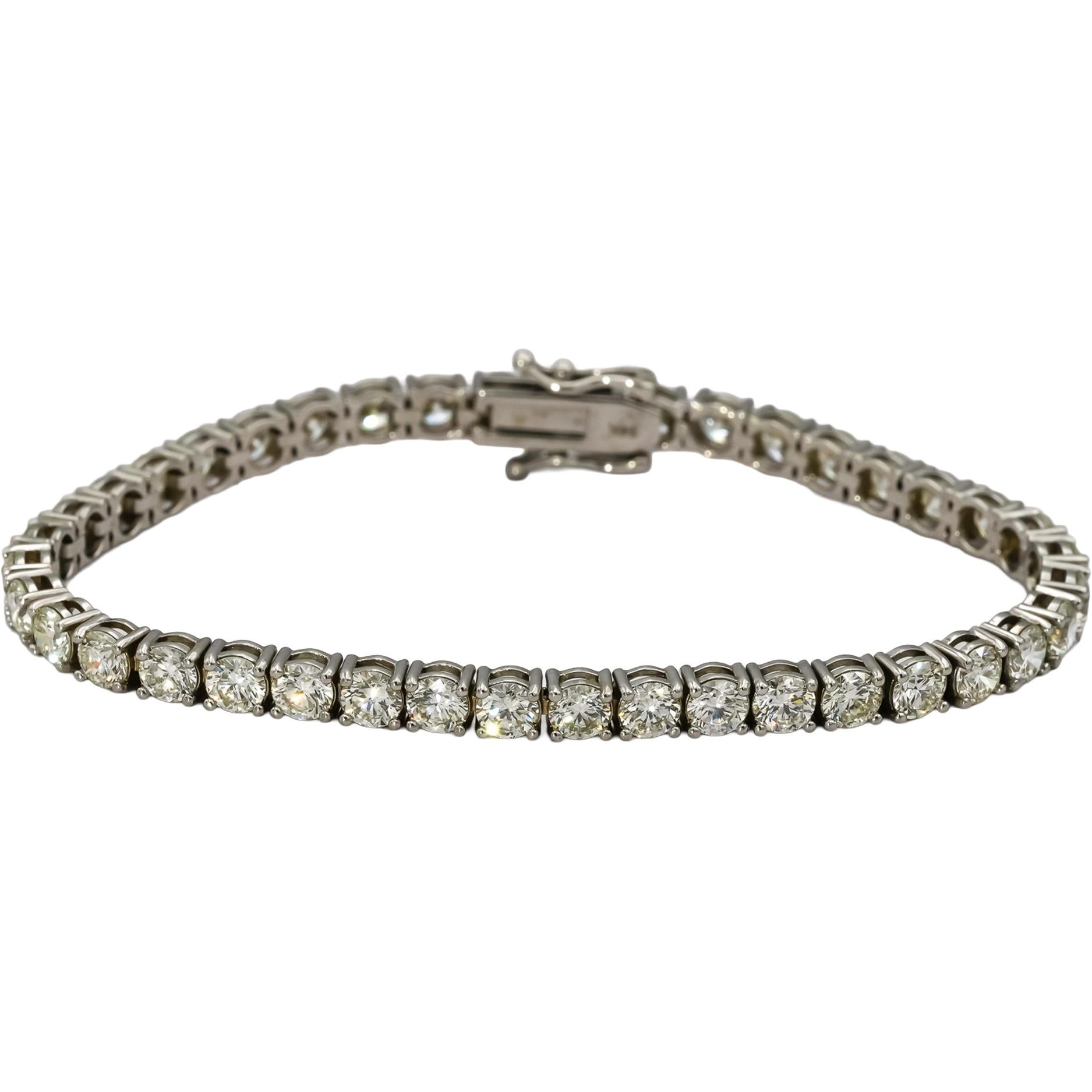 14k White Gold VS Round Diamond Tennis Bracelet 10.81CT