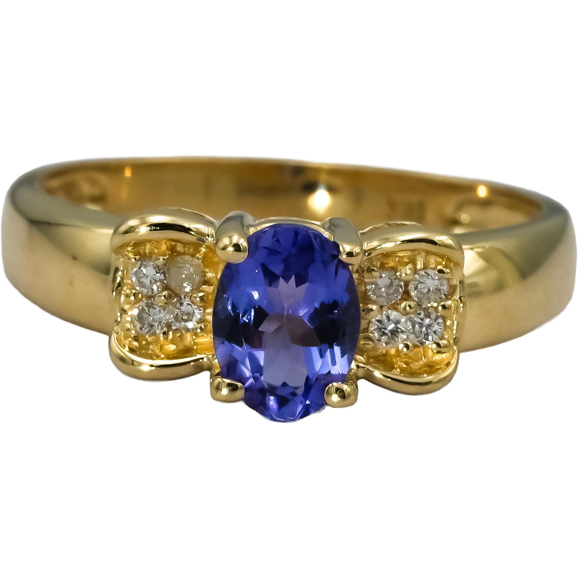 14k Yellow Gold Diamond and Tanzanite Cocktail Ring 0.57CT Size 7