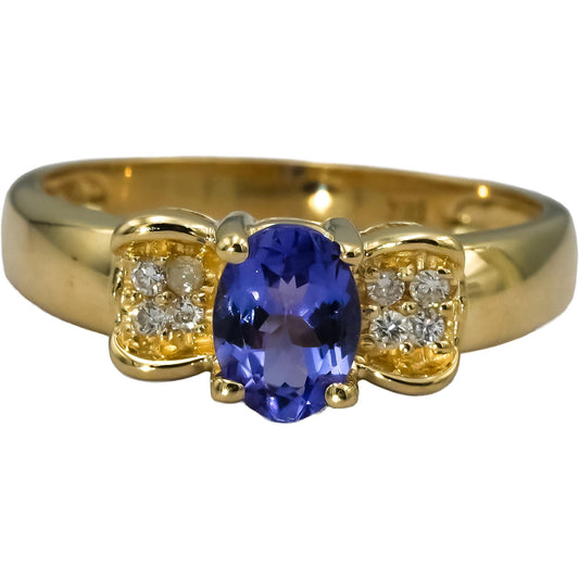 14k Yellow Gold Diamond and Tanzanite Cocktail Ring 0.57CT Size 7