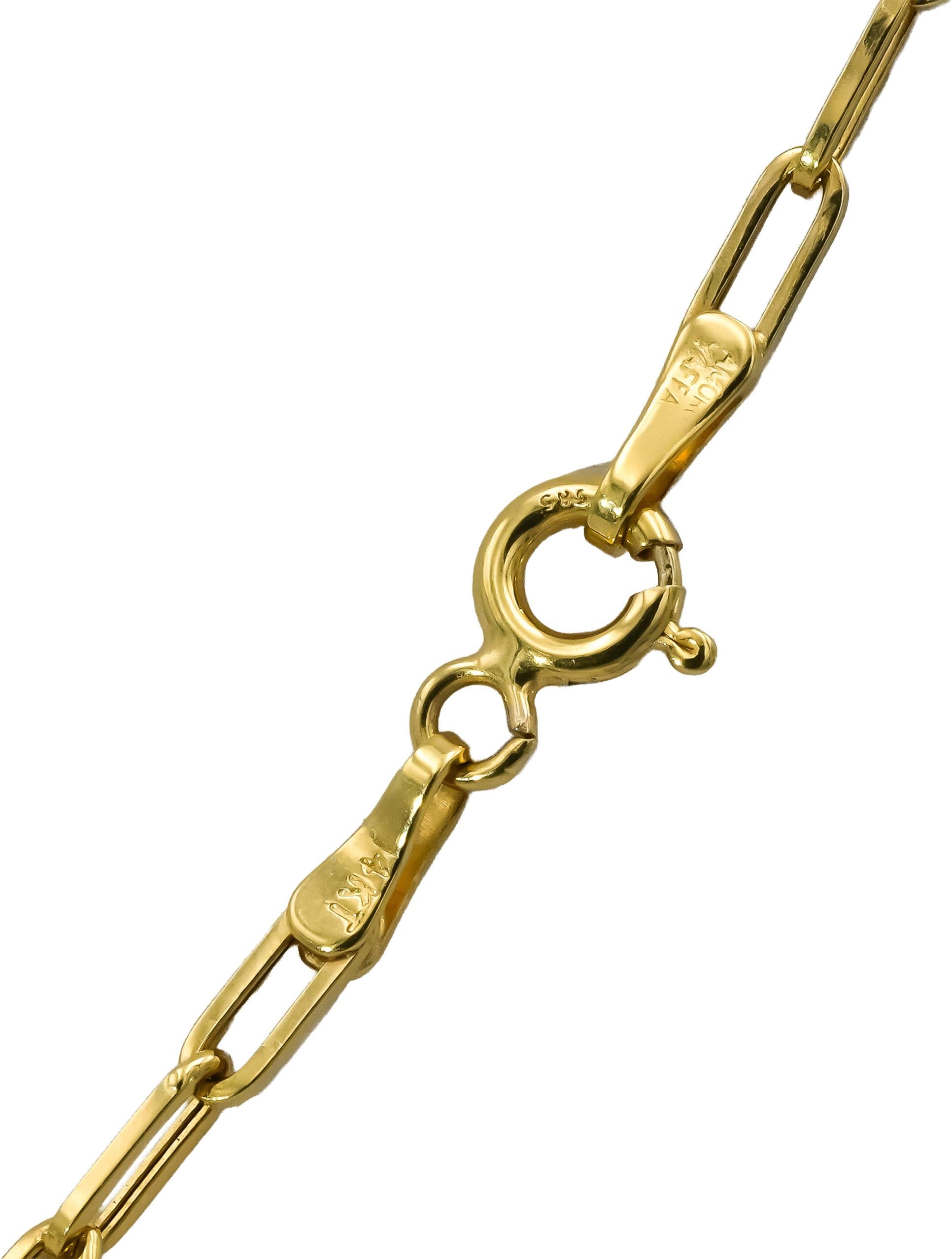14k Yellow Gold Hexagon Step Cut Diamond Paperclip Necklace 5.07CT