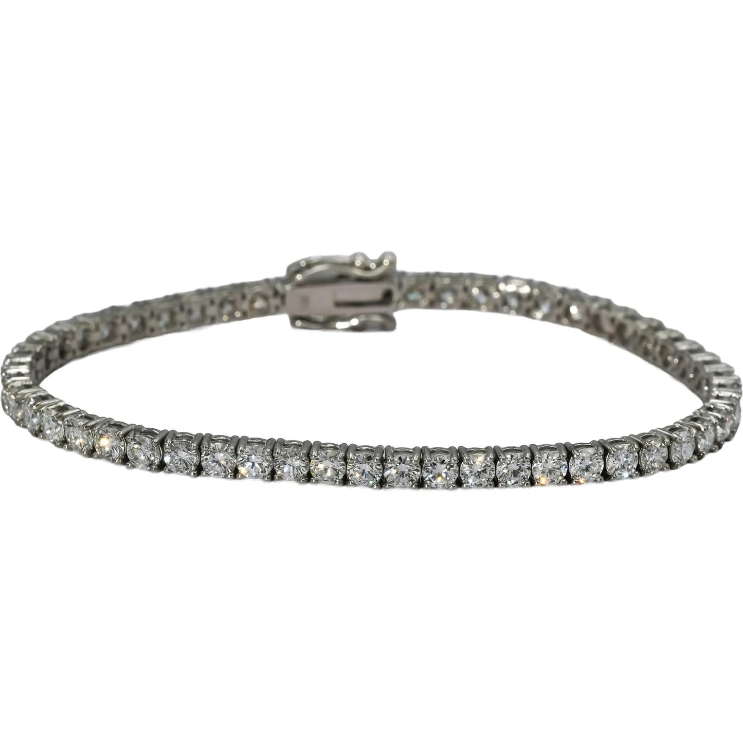14k White Gold VS Round Lab-Grown Diamond Tennis Bracelet 6.72CT