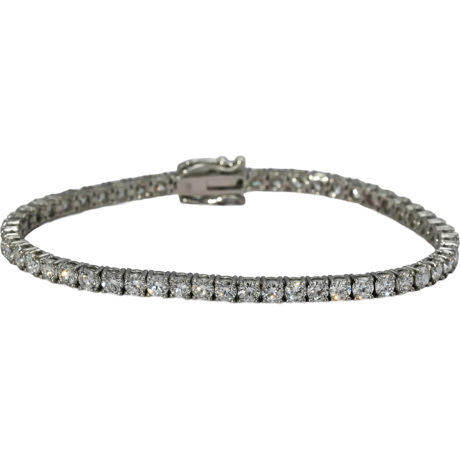 14k White Gold VS Round Lab-Grown Diamond Tennis Bracelet 6.72CT