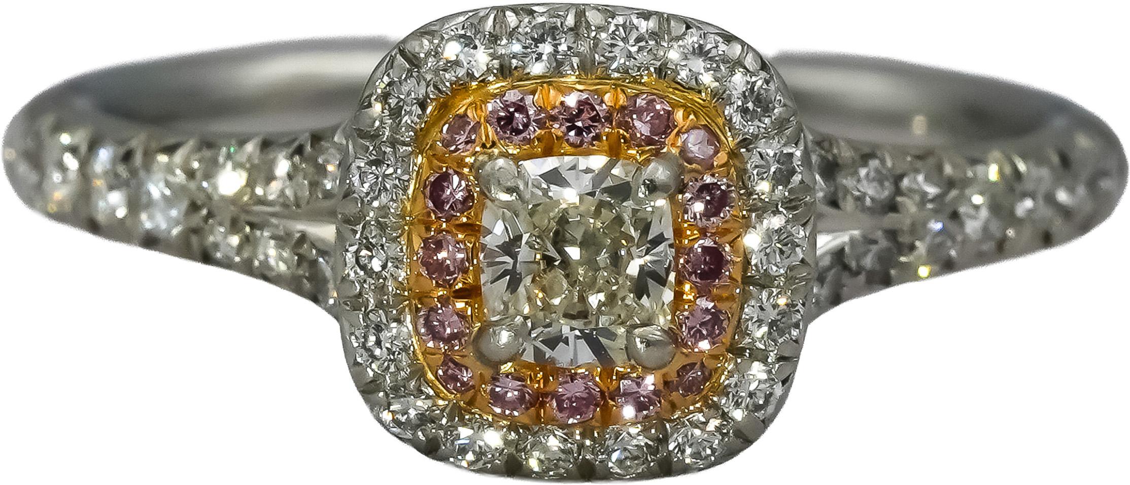 TIFFANY & CO. Platinum & 18k Gold Lucida Diamond Soleste Ring .63CT