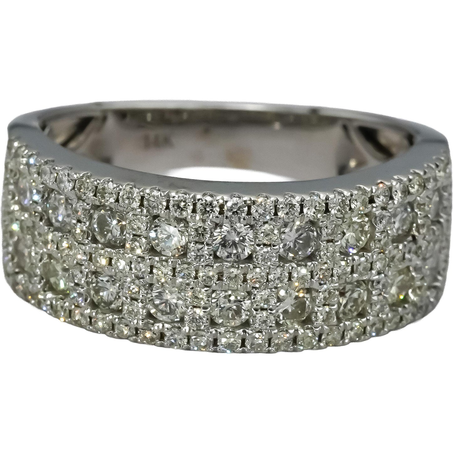 14k White Gold Round Diamond Cluster Band Ring 1.0CT Size 8