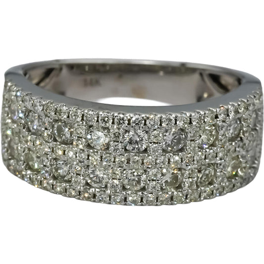 14k White Gold Round Diamond Cluster Band Ring 1.0CT Size 8