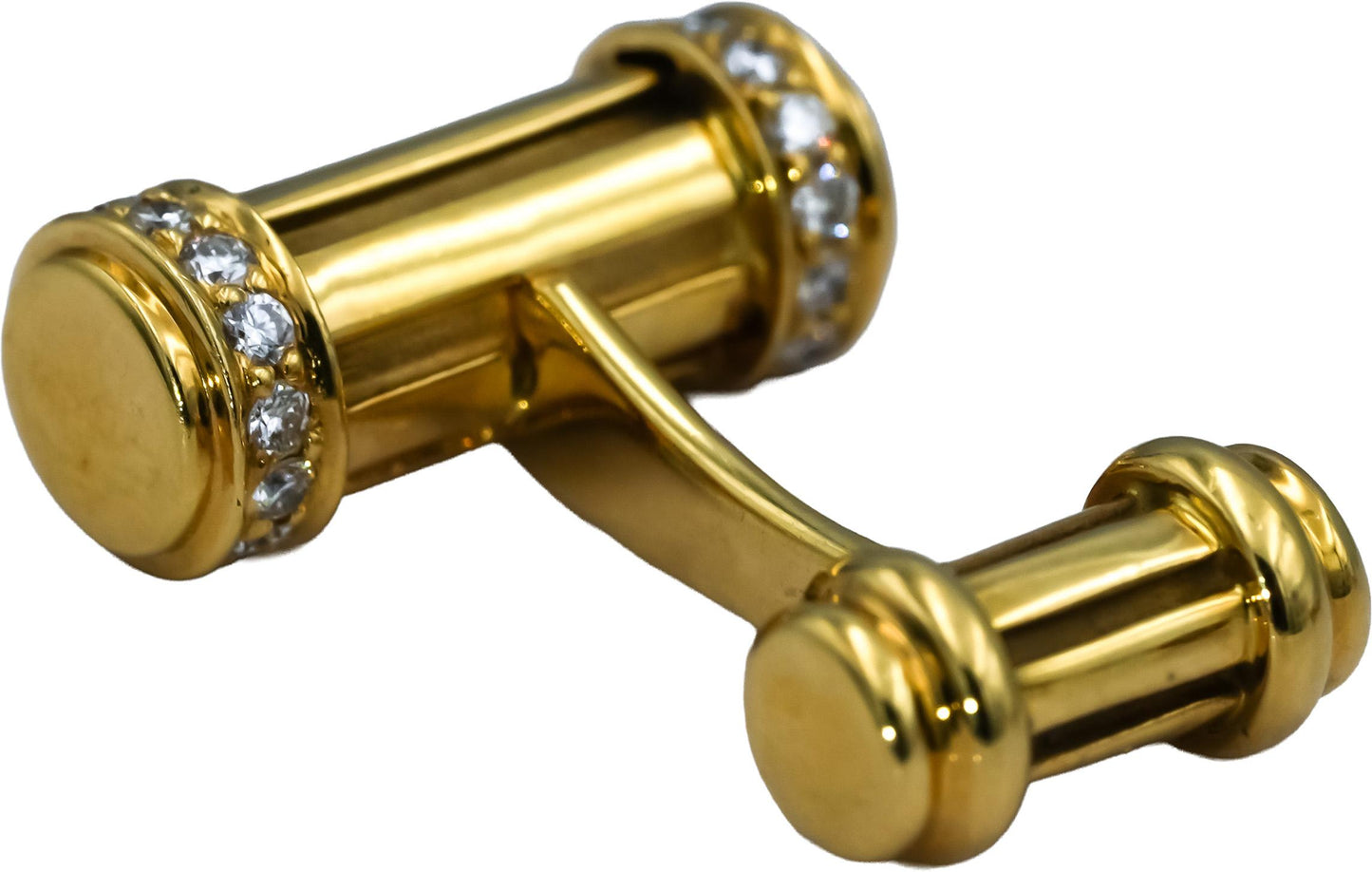 TIFFANY & CO. 18k Yellow Gold VS Round Diamond Bar Cufflinks 0.45CT