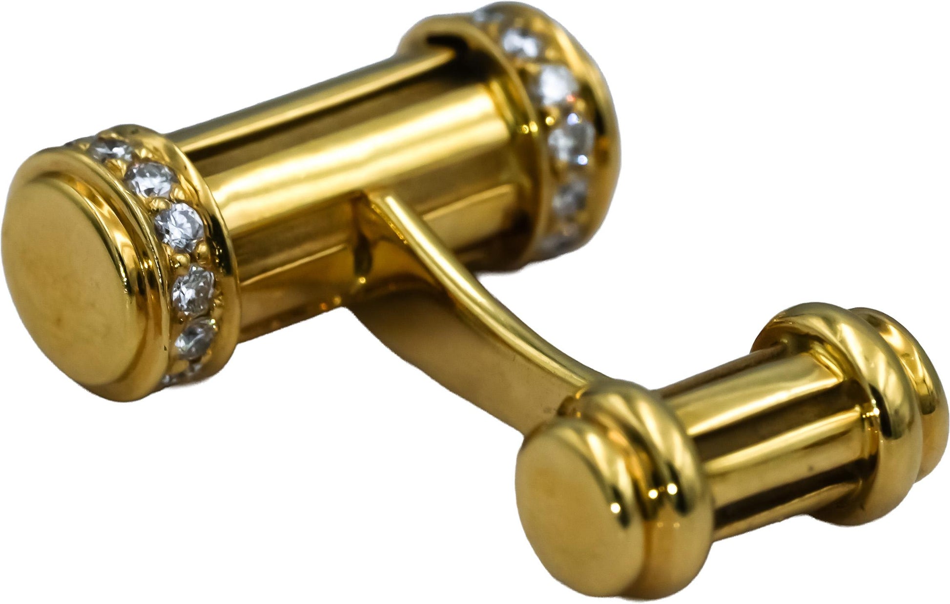 TIFFANY & CO. 18k Yellow Gold VS Round Diamond Bar Cufflinks 0.45CT